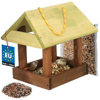 Drevené kŕmidlo pre vtáky + krmivo 0,5 kg
