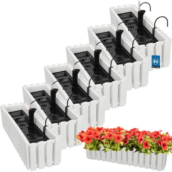 Kvetináč balkónový biely na zábradlí 600 MM Sada 6 ks..