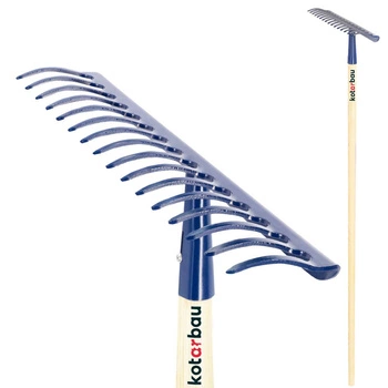 Kovové záhradné hrable so 16 zubami a drevenou násadou