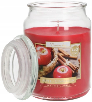 Veľká vonná sviečka v skle s viečkom 100 h - jablko + škorica