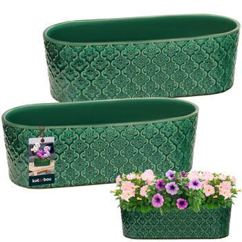 Obloukový keramický dekoratívny kvetináč elegantný tyrkys 12x37 cm sada 2 ks.