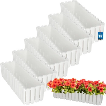 Kvetináč balkónový biely na zábradlí 600 MM Sada 6 ks..