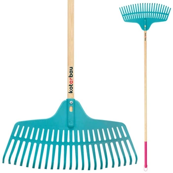 Plastové hrable s 23 zubmi a drevenou násadou