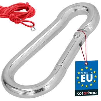 Hasičský karabínový háčik na hojdačku lano hammock kovový 40 mm
