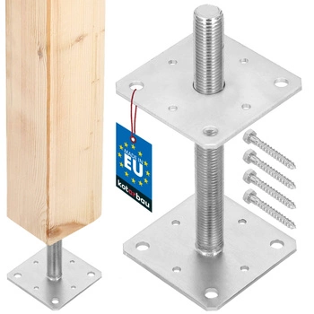 Základňa stĺpika skrutkovateľná nastaviteľná závit strieborná 110x110x250 mm