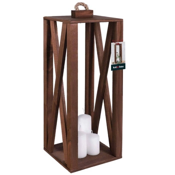 Drevený lampáš na sviečku hnedý 20x20 cm