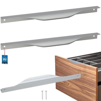 Hranatá nábytková úchytka moderná hliníková strieborná 256 mm sada 2 ks.