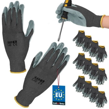 Rukavice pracovné protišmykové potiahnuté latexom sivé veľkosť m sada 12 ks.