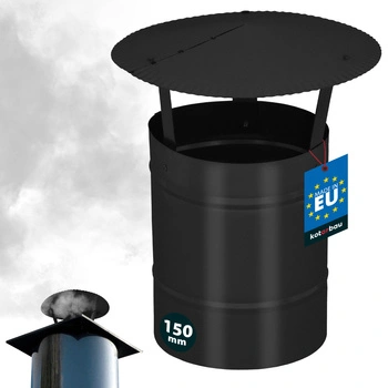 Dymová strieška na komínové potrubie pozinkovaná čierna 150 mm
