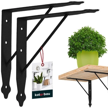 Podpera na police s výstuhou čierna 20x20 cm sada 2 ks.