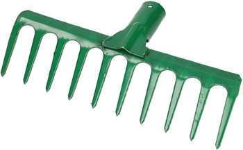 Záhradné hrable zosilnené 10-zubé kovové - Farba zelená