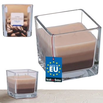 Trojfarebná sklenená vonná sviečka 32 h - káva