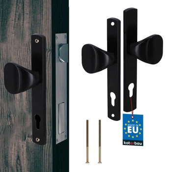 Kľučka na bránu dvere dlhý hriadeľ hliník čierna 90 mm