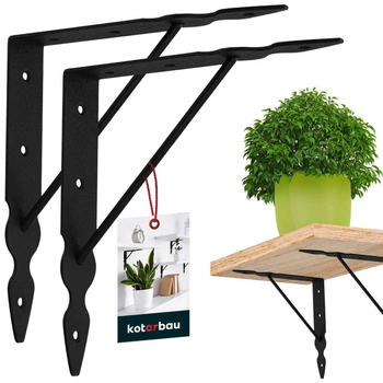 Podpera na police s výstuhou čierna 20x20 cm sada 2 ks.