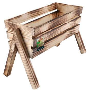 Stojaci drevený kvetináč opálený 40 cm