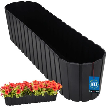 Oválny kvetináč na balkón terasu rustikálny antracit 600 mm