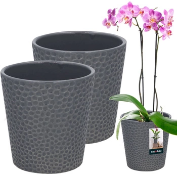 Keramický kvetináč popol rastliny orchidey 9,5 cm sada 2 ks.