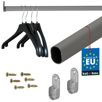 Tyč do skrine na oblečenie lakovaná sivá 41 cm