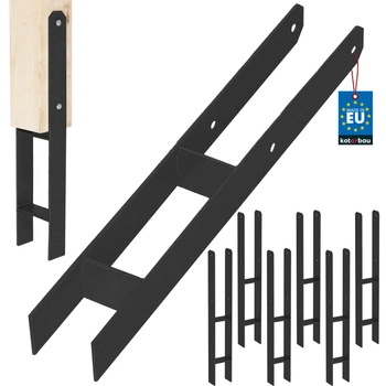 Základňa stĺpika h na zamurovanie pozinkovaná čierna 70 mm sada 6 ks.