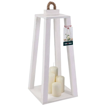 Drevený kužeľový lampáš na sviečku domáca záhrada biela 20x20 cm