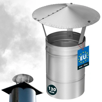 Dymová strieška na komínové potrubie pozinkovaná strieborná 130 mm