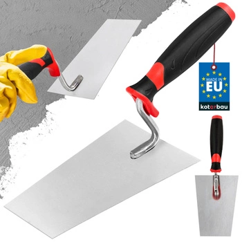 Murárska lyžica lichobežníková nerezová oceľ gumová rukoväť 160 mm