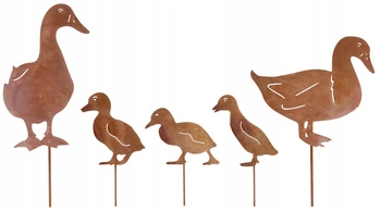 Sada kovaných figúrok záhradný ornament hrdzavá kačica