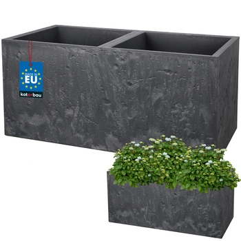 Kvetináč obdĺžnikový dvojitý betón industriálny marengo 77 cm