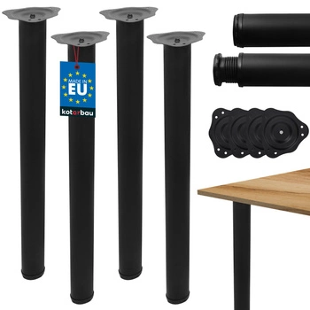 Čierna oceľová stolová noha pre písací stôl ø6x71 cm sada 4 ks.