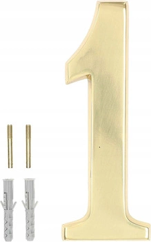 Číslo domu "1" na dvere 3d 20cm mosadz