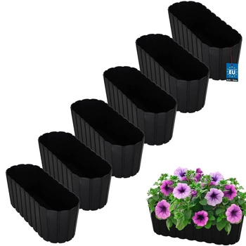 Kvetináč podlhovastý na kvety antracit 40 cm sada 6 ks.