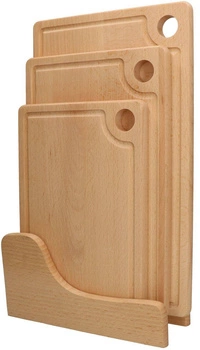 Drevené kuchynské dosky na krájanie sada 3 ks. + stojan