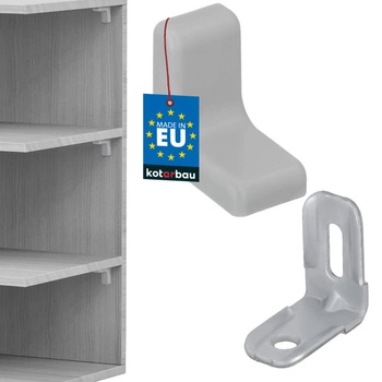 Nábytková uhlová konzola s uzáverom svetlosivá