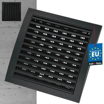 Ventilačná mriežka so sieťkou 190x190mm - Farba čierna