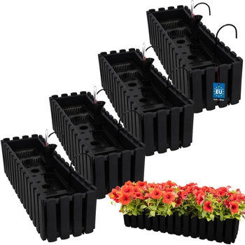 Kvetináč balkónový antracit 600 MM Sada 4 ks..