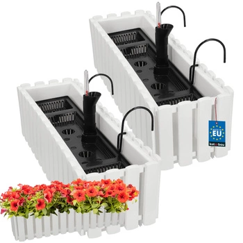 Kvetináč balkónový biely na zábradlí 600 MM Sada 2 ks..