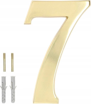 Číslo domu "7" na dvere 3d 20cm mosadz