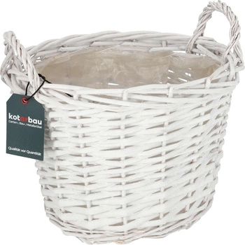 Koš z prútia, kvetinová nádoba na kvety a stromček fi 31 cm - Farba biela