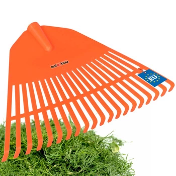 Záhradné hrable plastové na lístie trávu 45 cm - Farba oranžová