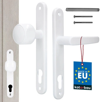 Kľučka na dvere hliníková dlhý hriadeľ s vložkou biela 90 mm