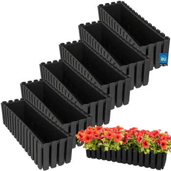 Kvetináč balkónový šedý na zábradlí 400 MM Sada 6 ks..