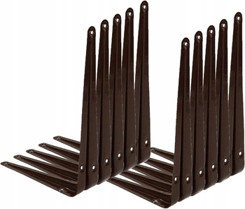 Rohový držiak na policu, podpera 22,5x20 cm, 10 ks - Hnedá farba