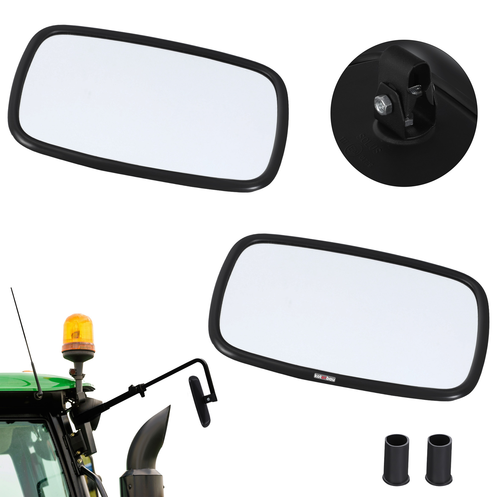 Univerzálne vonkajšie zrkadlo pre traktory 23x14,5 cm sada 2 ks.