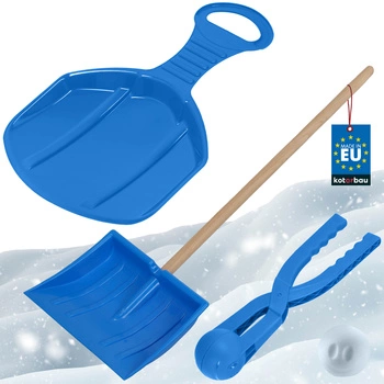 Súprava na zimnú zábavu lopata pre deti jablíčko automat na snehové gule modrá
