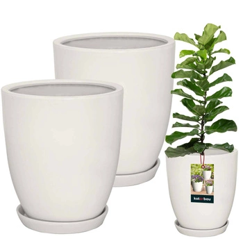 Keramické glazované biele kvetináče 26 cm sada 2 ks.