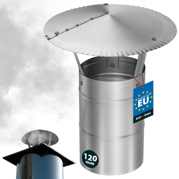 Dymová strieška na komínové potrubie pozinkovaná strieborná 120 mm
