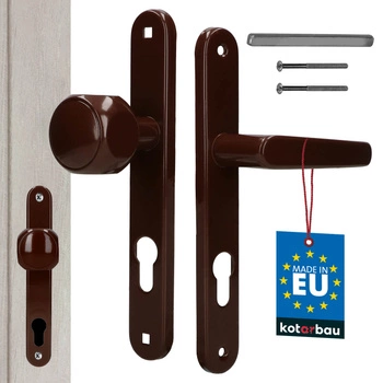 Kľučka na dvere hliníková dlhý hriadeľ s vložkou hnedá 72 mm