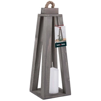 Drevený kužeľový lampáš na sviečku domáca záhrada sivá 13,5x13,5 cm