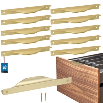 Hranatá nábytková úchytka moderná hliníková zlatý matný 160 mm sada 10 ks.