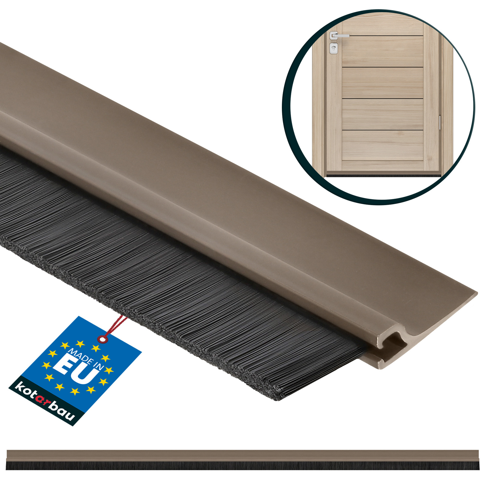 Tesniaca lišta na dvere s tesnením hnedá 1 m